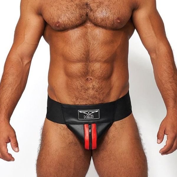 Mister B Leather Premium Jockstrap | Black/Red