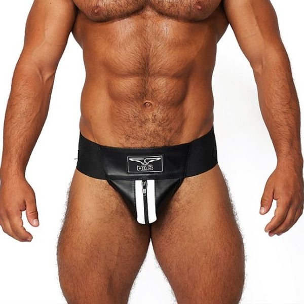 Mister B Leather Premium Jockstrap | Black/White