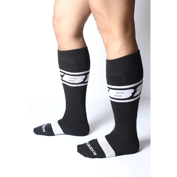 Cell Block 13 Kennel Club Dark Pup Knee Sock | White