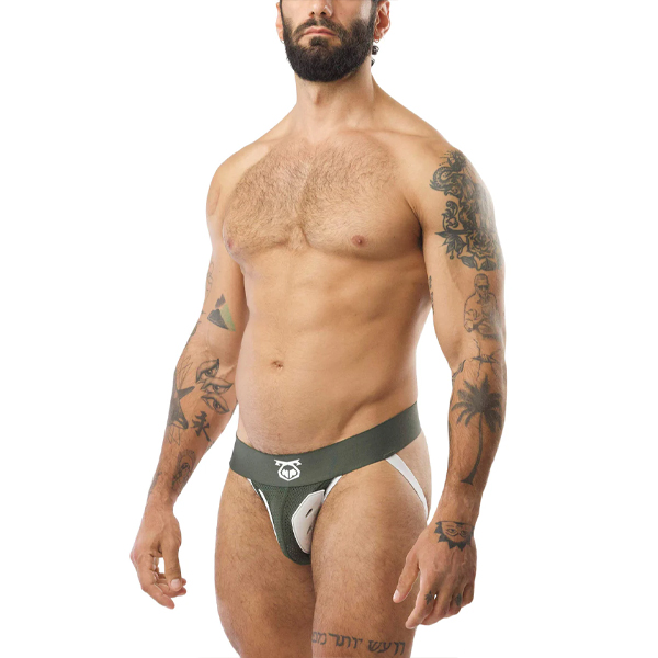 Nasty Oig Goalkeeper Jock Strap | Army Green/White
