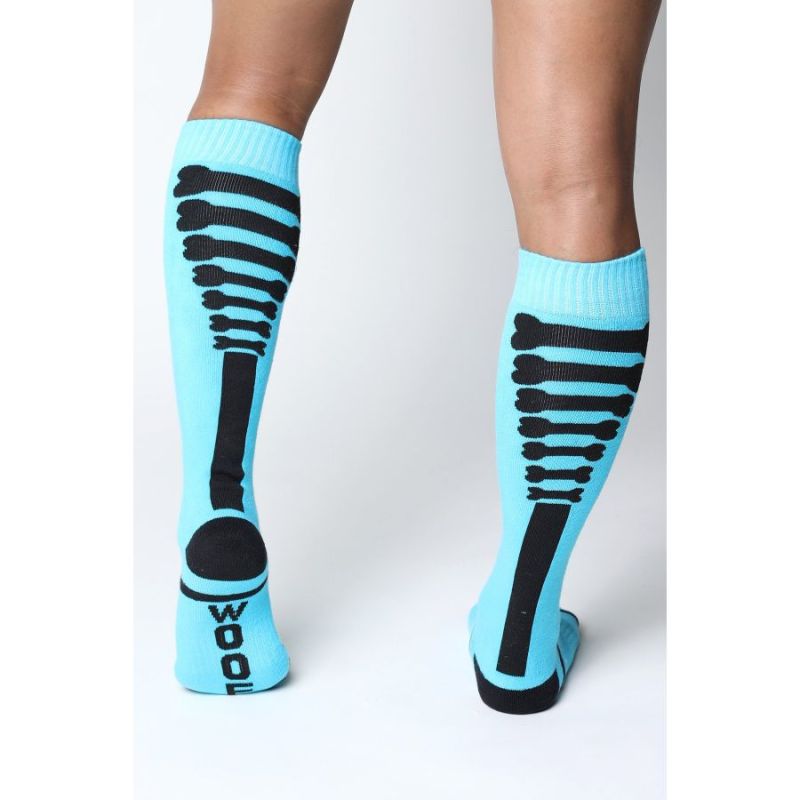 Cell Block 13 KENNEL CLUB Bones Knee High Sock | Turquoise